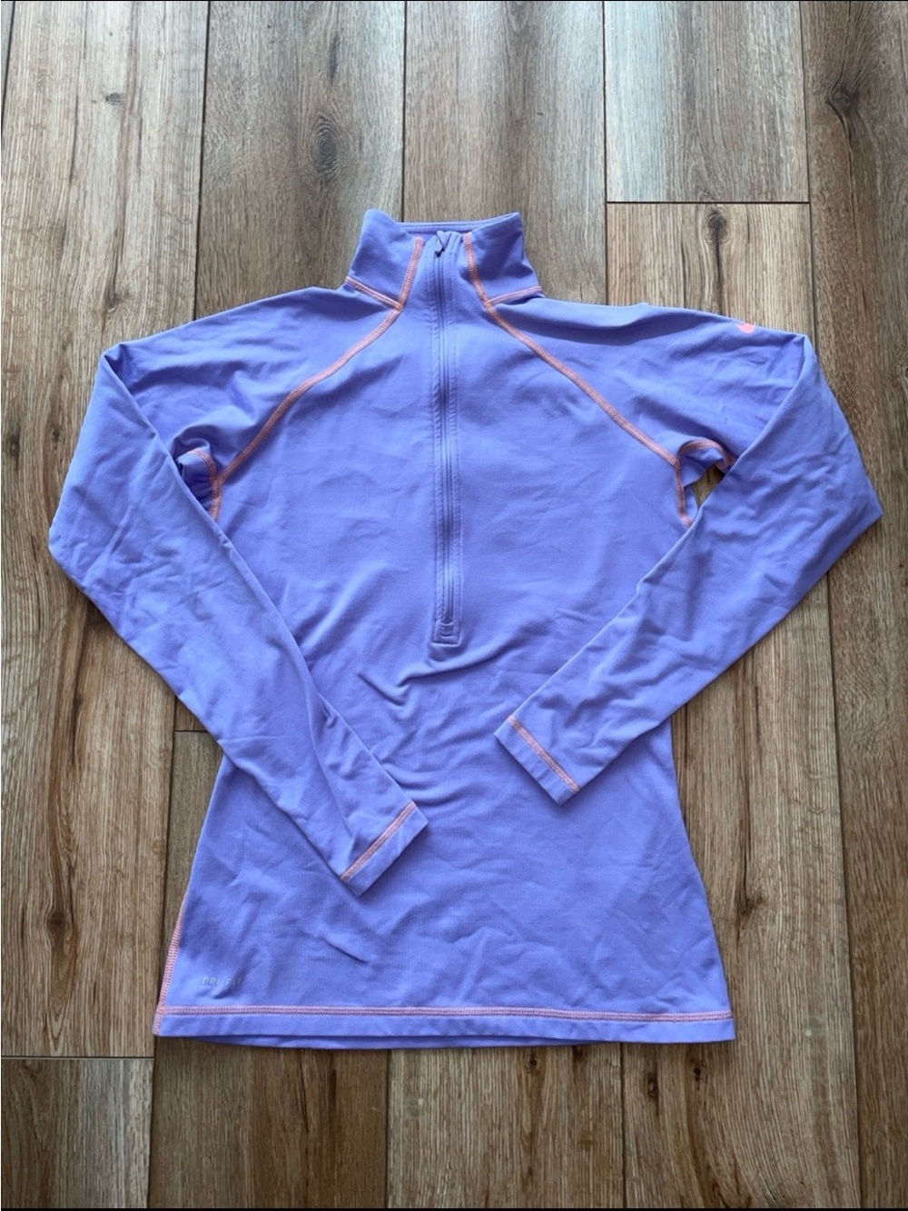 Nike Pro Purple Quarter-Zip Active Top with Pink Stitching